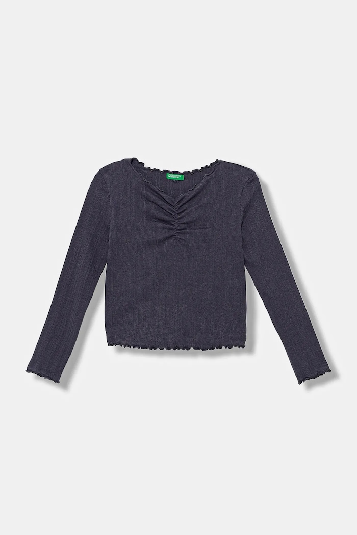 United Colors of Benetton longsleeve dziecięcy z elastanem szary 3KIEC10Q9.G.seasonal