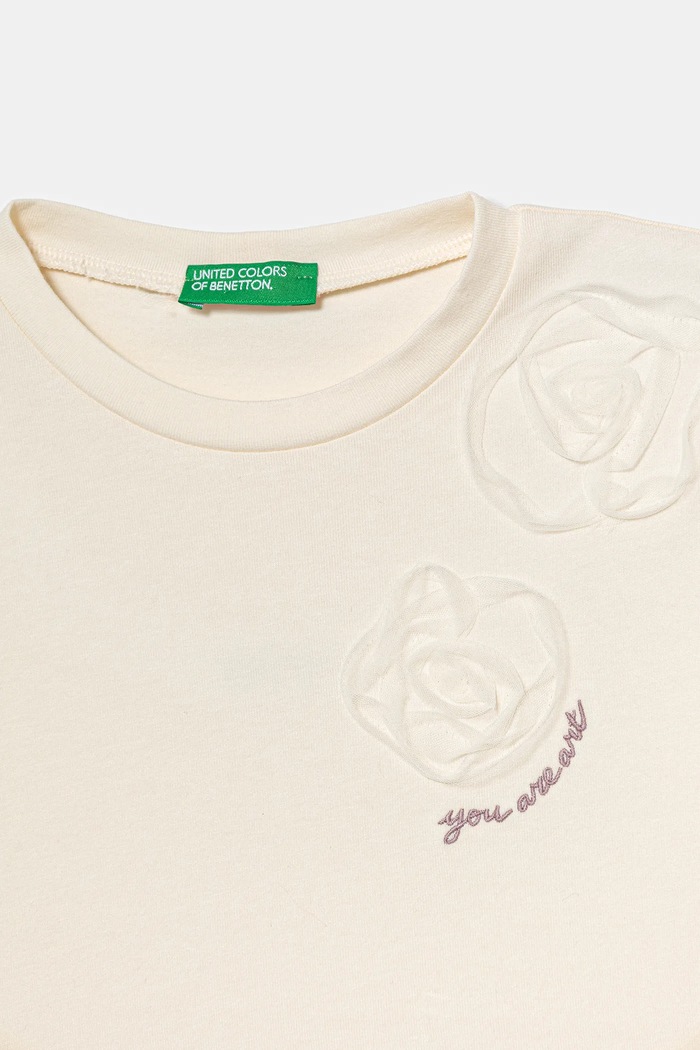 Dziewczynka United Colors of Benetton longsleeve dziecięcy 3P4ZG10KP.P.seasonal beżowy