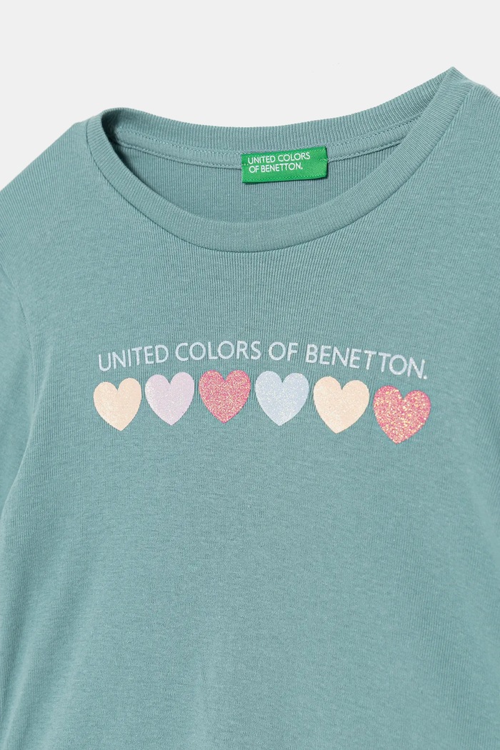 Dziewczynka United Colors of Benetton longsleeve bawełniany dziecięcy 3I9WG10JS.P.seasonal turkusowy