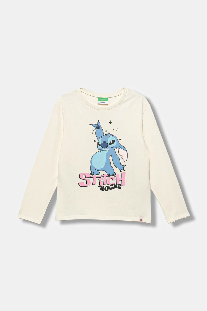 United Colors of Benetton longsleeve din bumbac pentru copii print bej 35RYC10Q7.G.seasonal