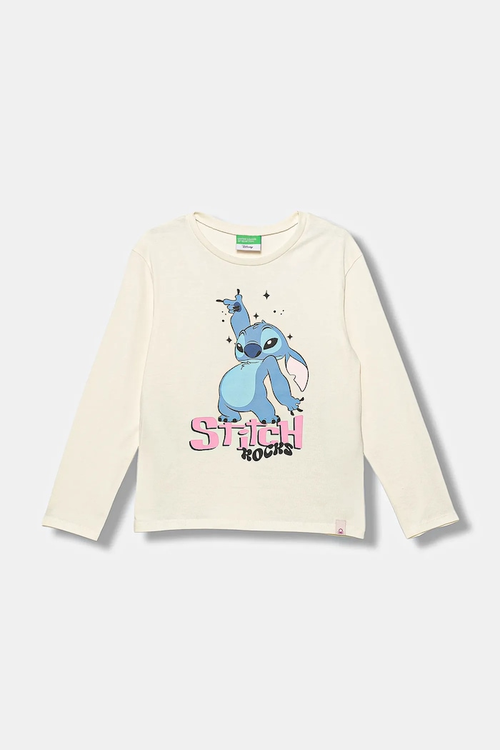 United Colors of Benetton longsleeve din bumbac pentru copii print bej 35RYC10Q7.G.seasonal