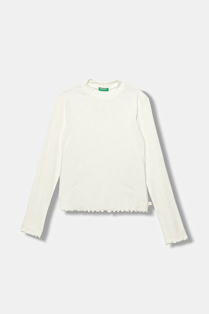 United Colors of Benetton longsleeve dziecięcy z elastanem biały 3F1AC203O.G.reproposed