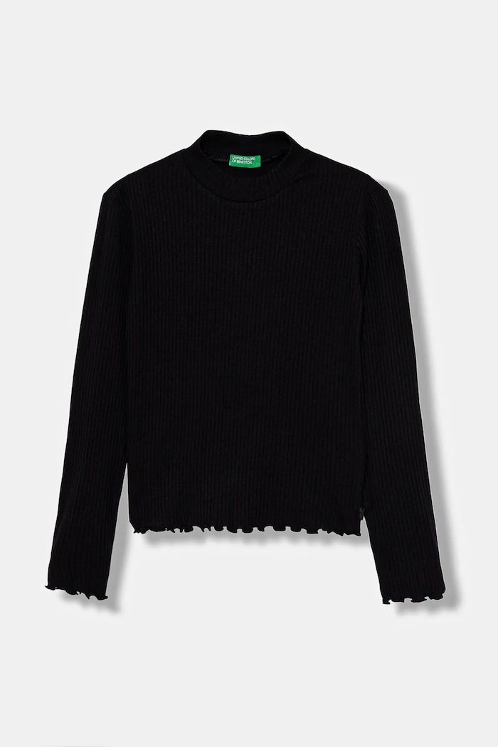 United Colors of Benetton longsleeve dziecięcy z elastanem czarny 3F1AC203O.G.reproposed