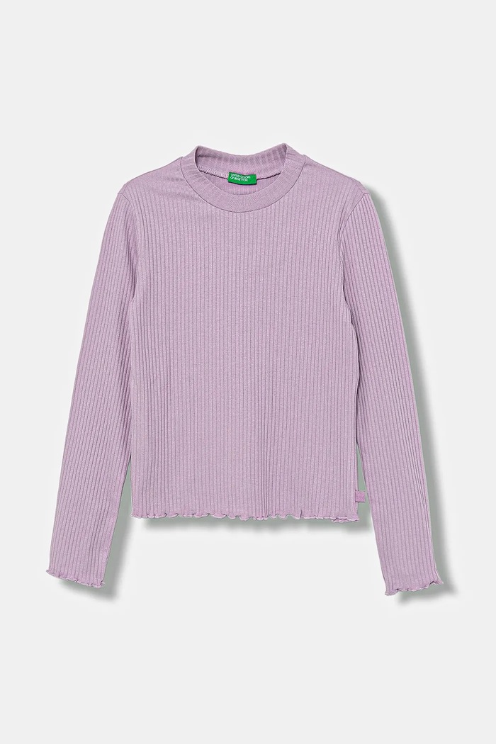 Dječja majica dugih rukava United Colors of Benetton bez uzorka ljubičasta 3F1AC203O.G.Season.9BYA