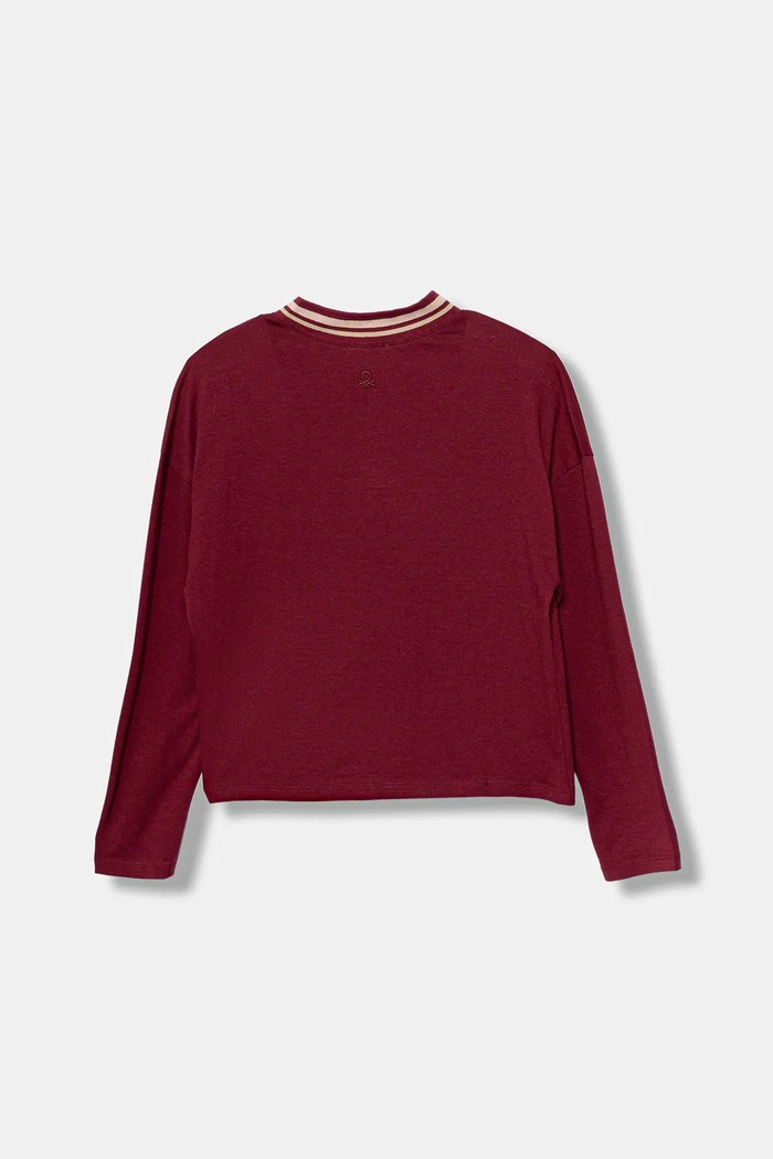 United Colors of Benetton longsleeve bawełniany dziecięcy 3I1XC400E.G.seasonal bordowy AW25