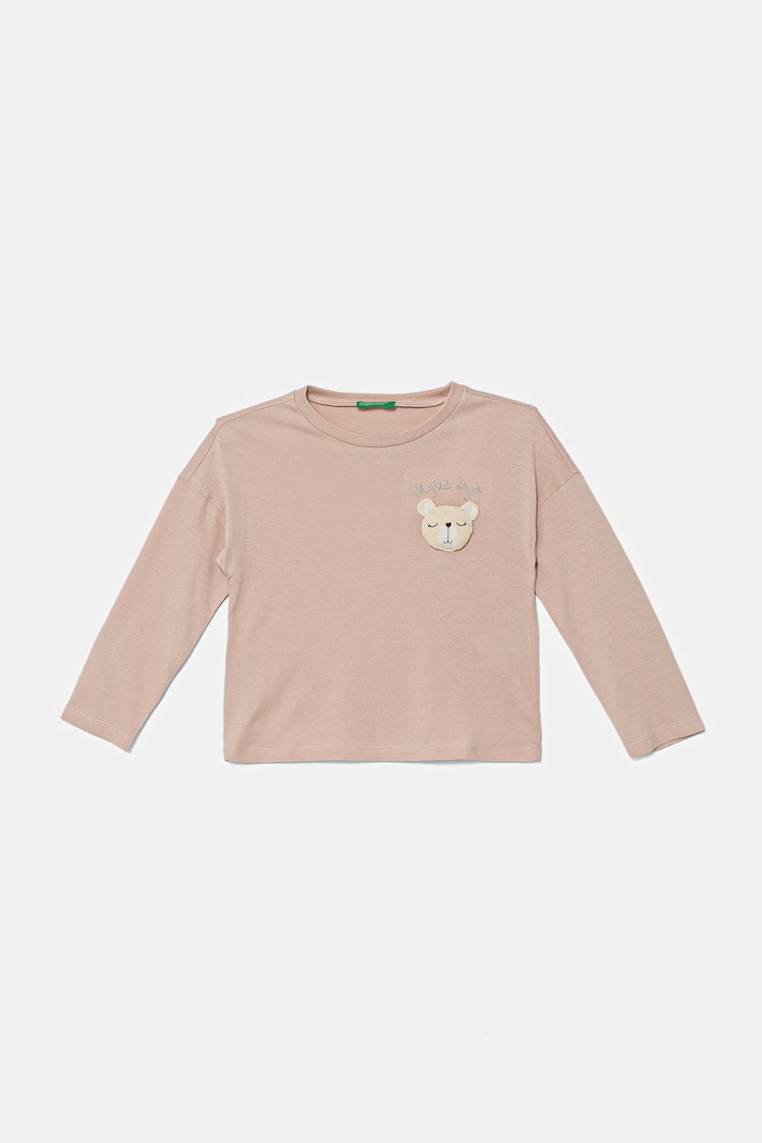 Otroška bombažna majica z dolgimi rokavi United Colors of Benetton Bombaž roza 3I1XG10KL.P.seasonal