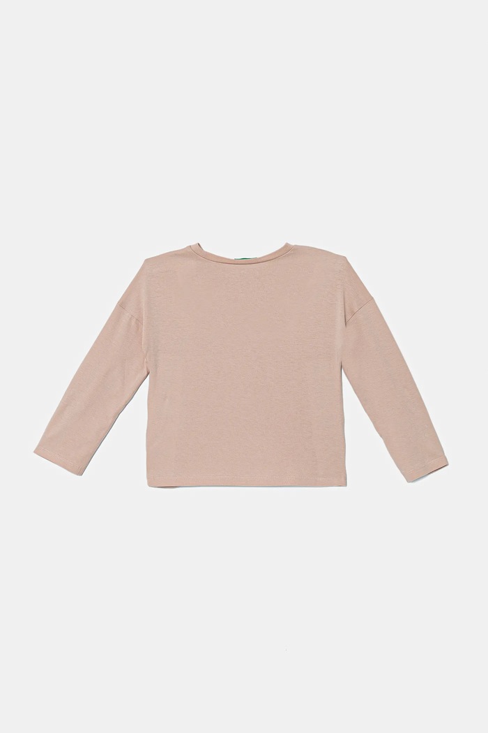 Otroška bombažna majica z dolgimi rokavi United Colors of Benetton 3I1XG10KL.P.seasonal roza AW25