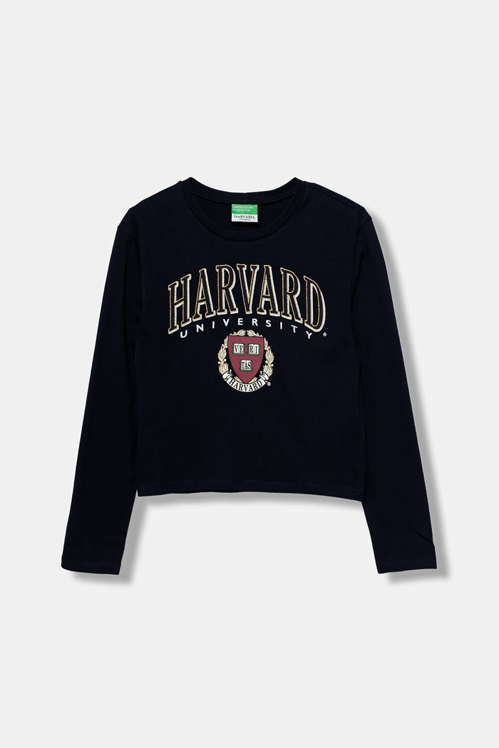 United Colors of Benetton longsleeve bawełniany dziecięcy nadruk granatowy 3IVWC10PX.G.seasonal