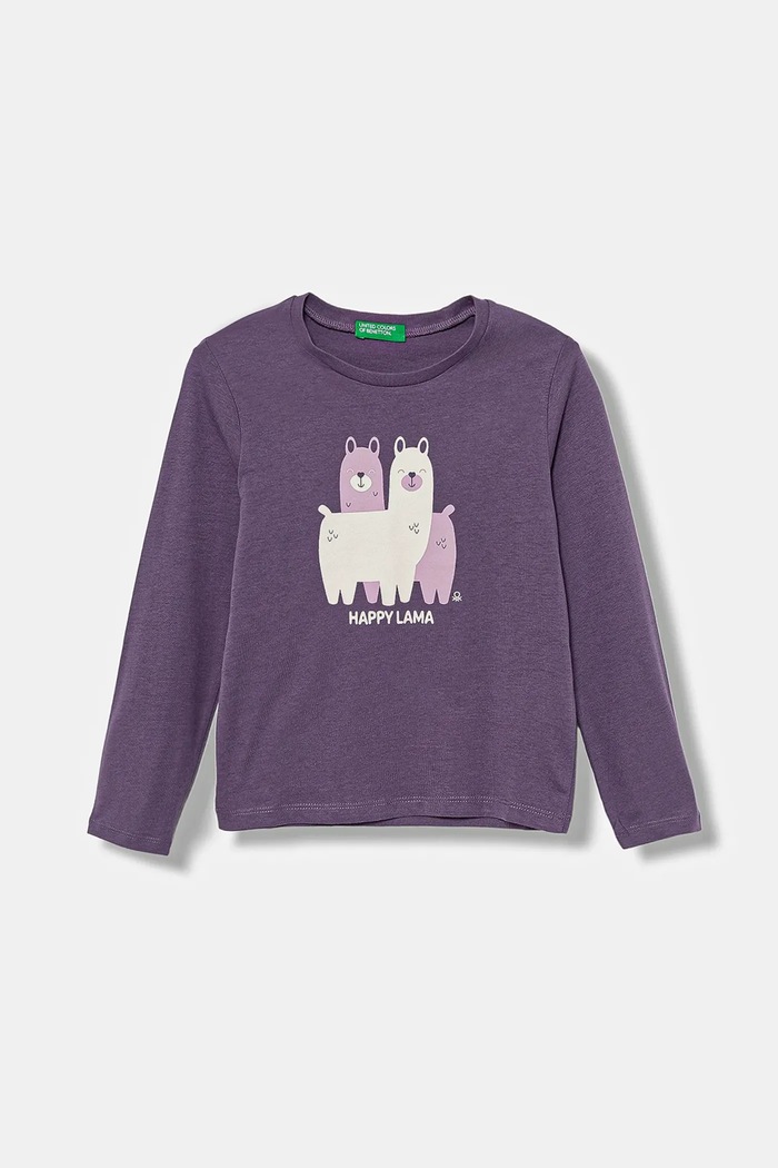 United Colors of Benetton Longsleeve bawełniany dziecięcy fioletowy 3JERG10KB.P.seasonal