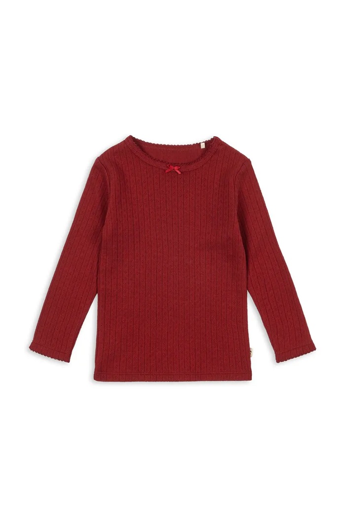 Konges Sløjd longsleeve din bumbac pentru copii MINNIE BLOUSE GOTS uni rosu KS104372.9BYA