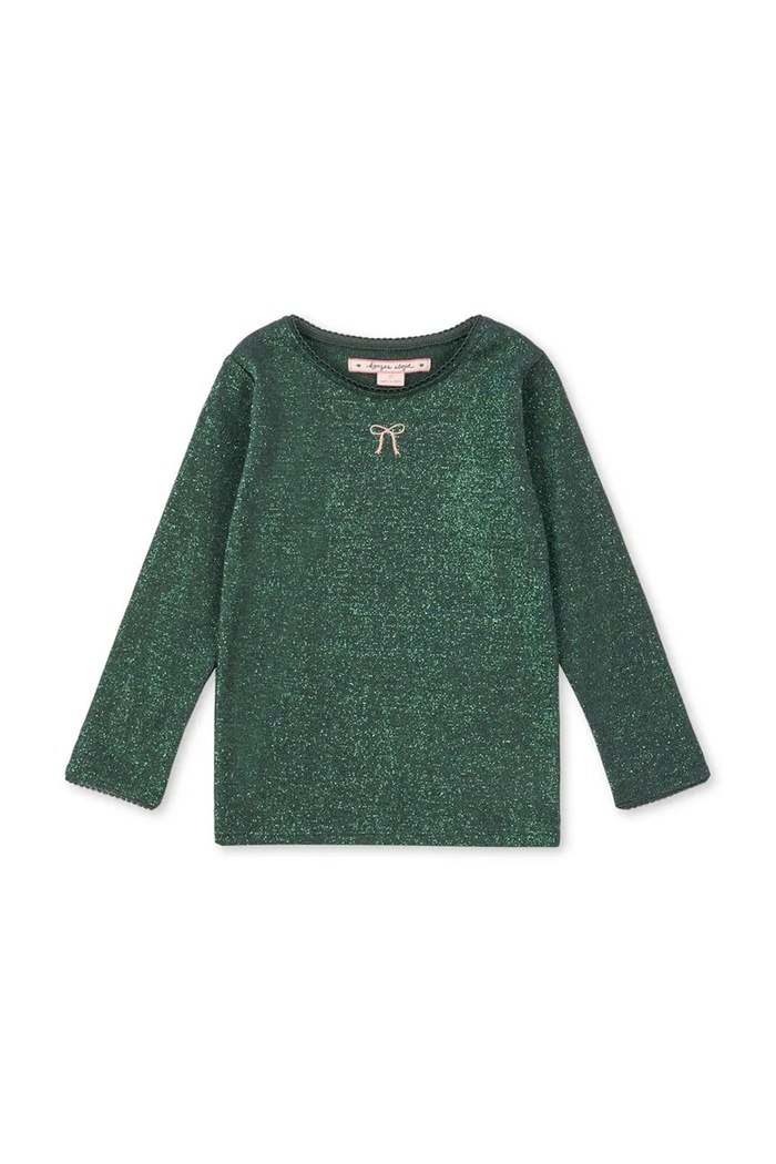 Konges Sløjd longsleeve dziecięcy ROLI BLOUSE aplikacja zielony KS104414.9BYA