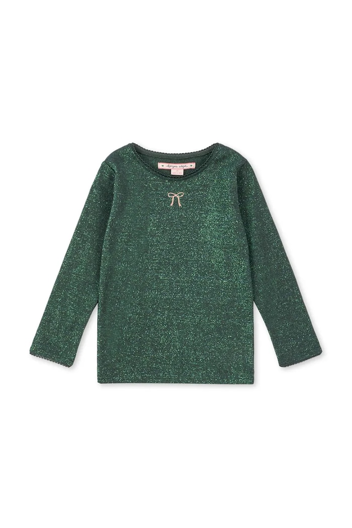 Konges Sløjd longsleeve dziecięcy ROLI BLOUSE aplikacja zielony KS104414.9BYA