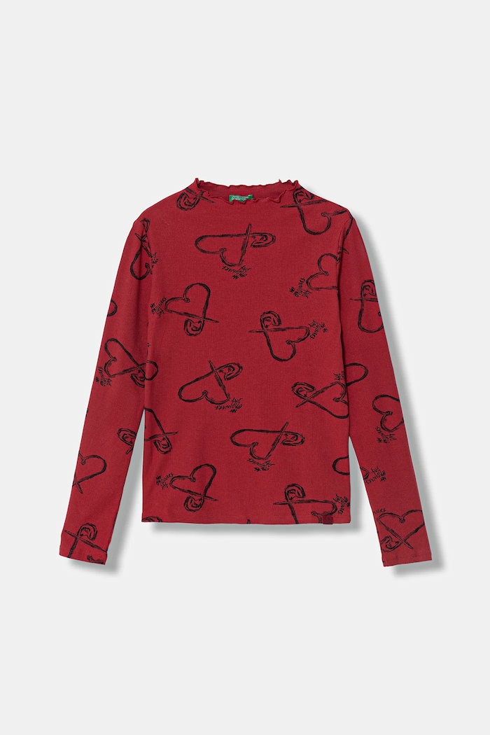 Detské tričko s dlhým rukávom United Colors of Benetton polorolák burgundské 39EMC10RE.G.Seasonal