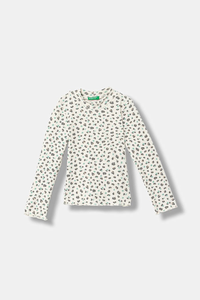 United Colors of Benetton longsleeve copii cu modele bej 39EMG10LA.P.Seasonal