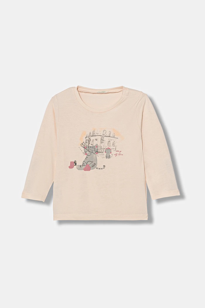 Dětské bavlněné tričko s dlouhým rukávem United Colors of Benetton kulatý růžová 3ATNA106T.W.Seasonal
