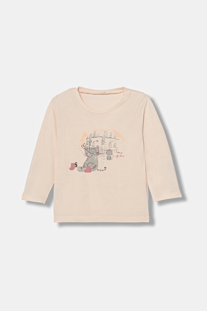 Dětské bavlněné tričko s dlouhým rukávem United Colors of Benetton kulatý růžová 3ATNA106T.W.Seasonal