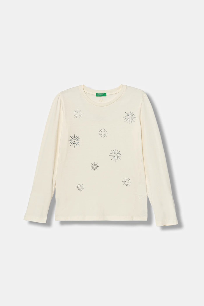 Dětské bavlněné tričko s dlouhým rukávem United Colors of Benetton kulatý béžová 3ATNC10RF.G.Seasonal