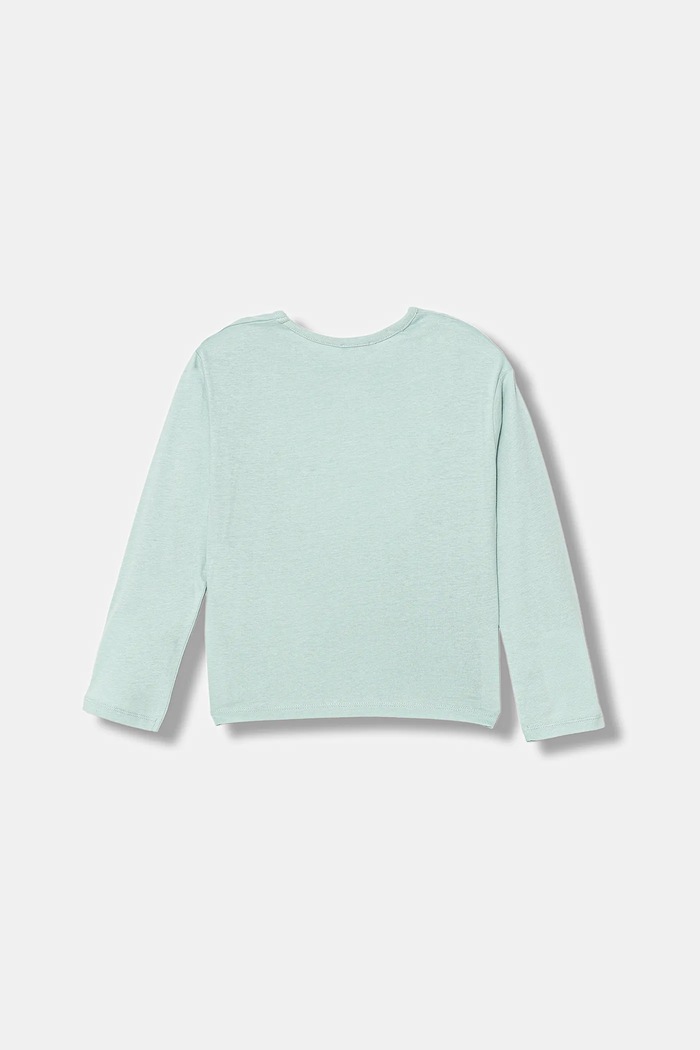 United Colors of Benetton longsleeve bawełniany dziecięcy 3ATNC10RG.G.Seasonal turkusowy AW25