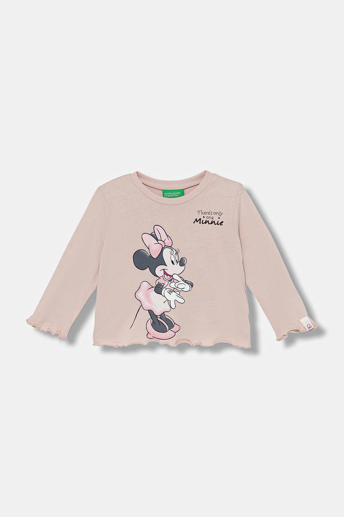 United Colors of Benetton longsleeve din bumbac pentru copii print roz 3ATNG10L2.P.Seasonal