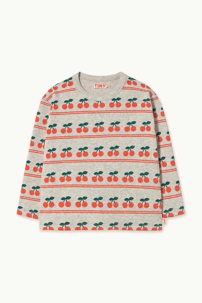 Tinycottons longsleeve din bumbac pentru copii CHERRY PATTERN RIB TEE AW25.219 alb AW25