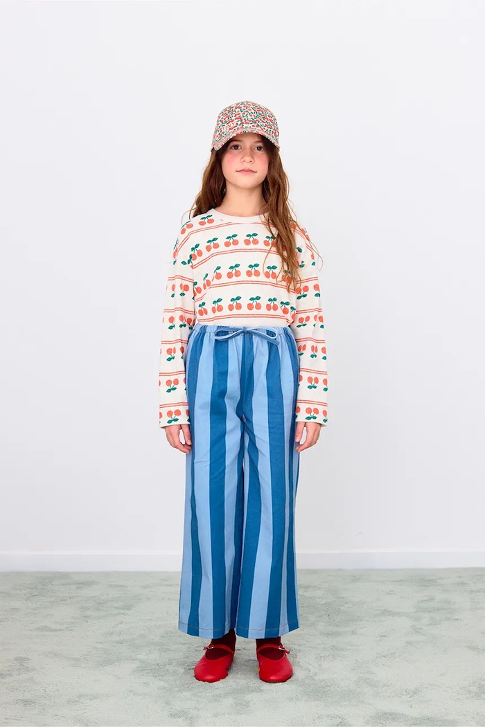 Tinycottons longsleeve din bumbac pentru copii CHERRY PATTERN RIB TEE alb AW25.219