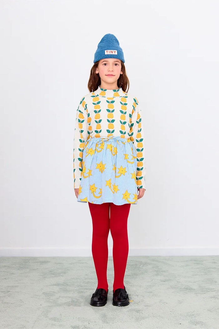 Detské tričko s dlhým rukávom Tinycottons APPLES RIB MOCKNECK béžová AW25.238