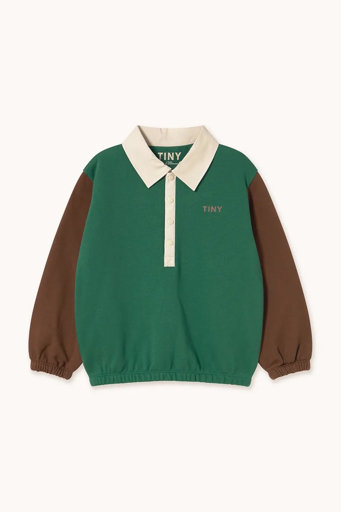 Tinycottons bluza bawełniana dziecięca COLOR BLOCK POLO SLEEVE TEE AW25.270 turkusowy AW25