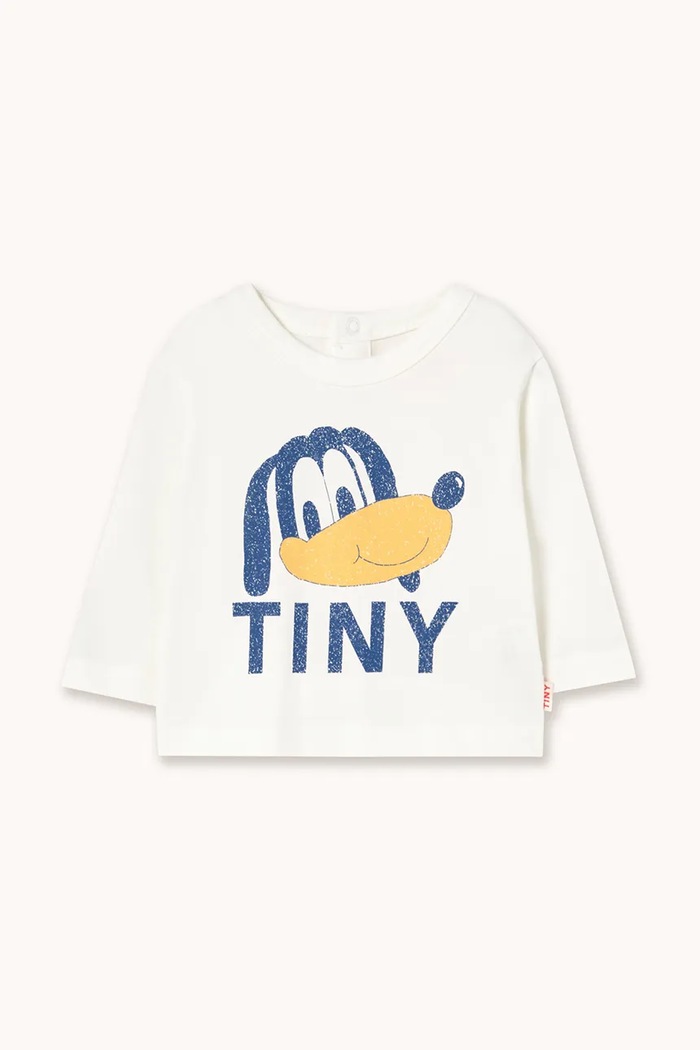 Tinycottons Longsleeve din bumbac pentru bebeluși TINY DOG GRAPHIC BABY TEE alb AW25.322