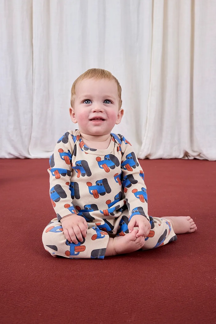 Detské bavlnené tričko s dlhým rukávom Bobo Choses Doggy Mate 225AB033 béžová
