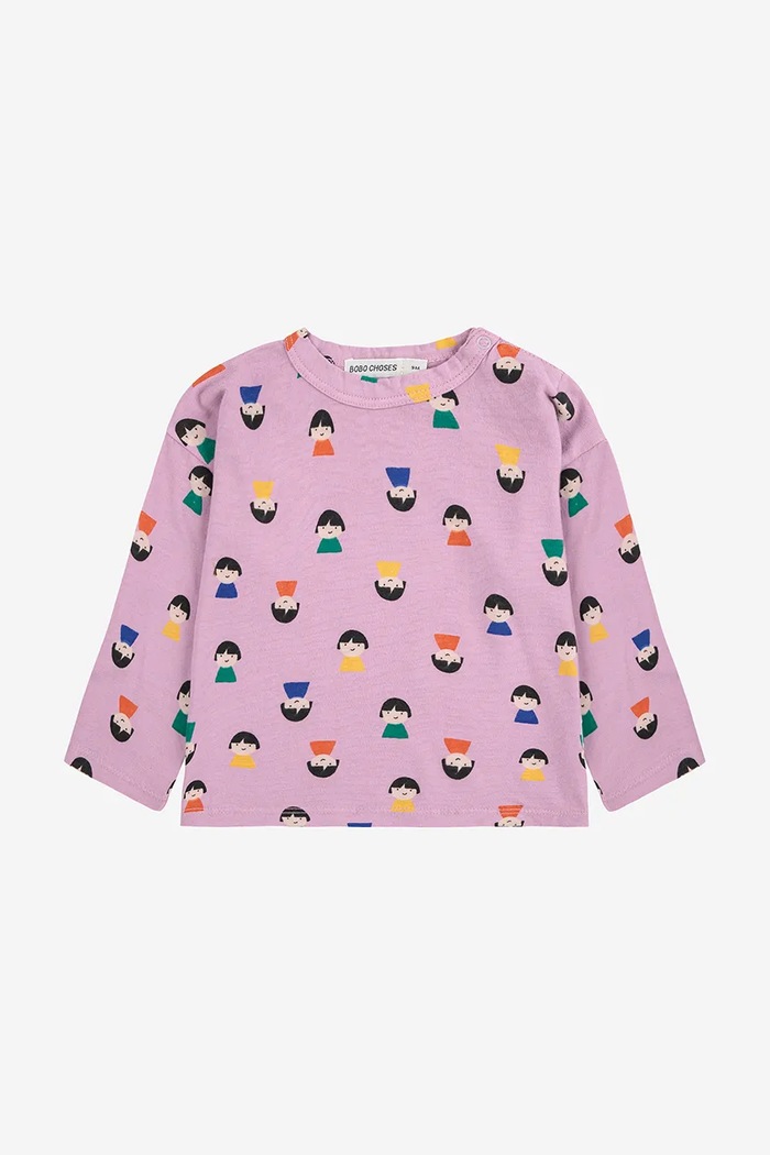 Bobo Choses longsleeve bawełniany niemowlęcy Game Pawns nadruk fioletowy 225AB039