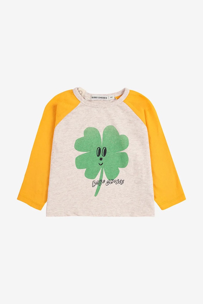 Detské bavlnené tričko s dlhým rukávom Bobo Choses Lucky Clover 225AB041 biela AW25