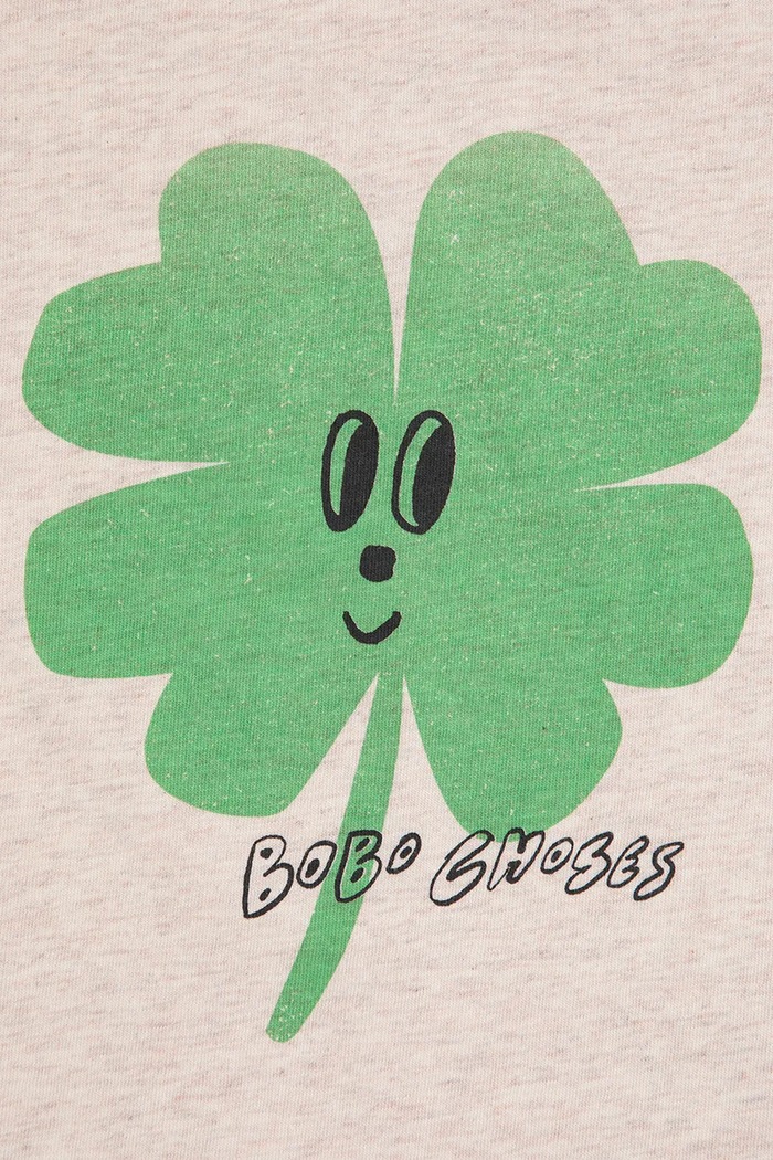 Chlapec Detské bavlnené tričko s dlhým rukávom Bobo Choses Lucky Clover 225AB041 biela