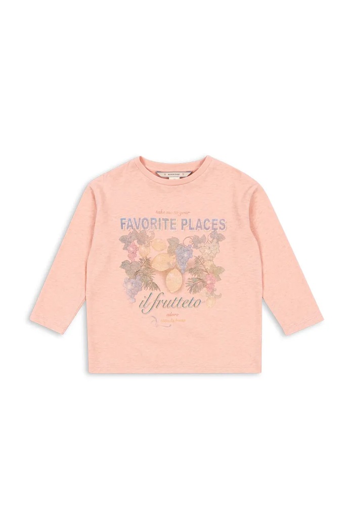Konges Sløjd longsleeve dziecięcy z bawełną ERA LS TEE OCS okrągły pomarańczowy KS103805.9BYA