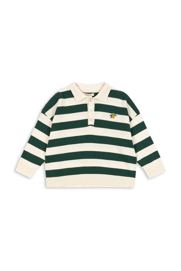 Konges Sløjd sweter bawełniany dziecięcy MANIS KNIT POLO wzorzyste zielony KS103898.9BYA