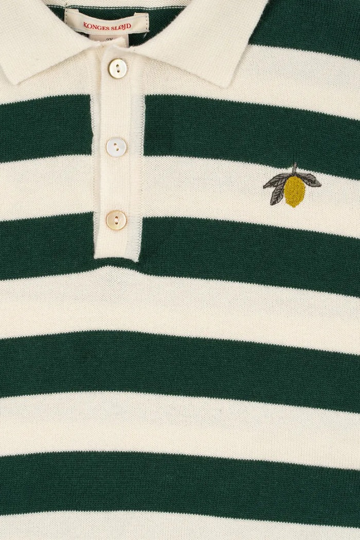 Chłopiec Konges Sløjd sweter bawełniany dziecięcy MANIS KNIT POLO KS103898.9BYA zielony