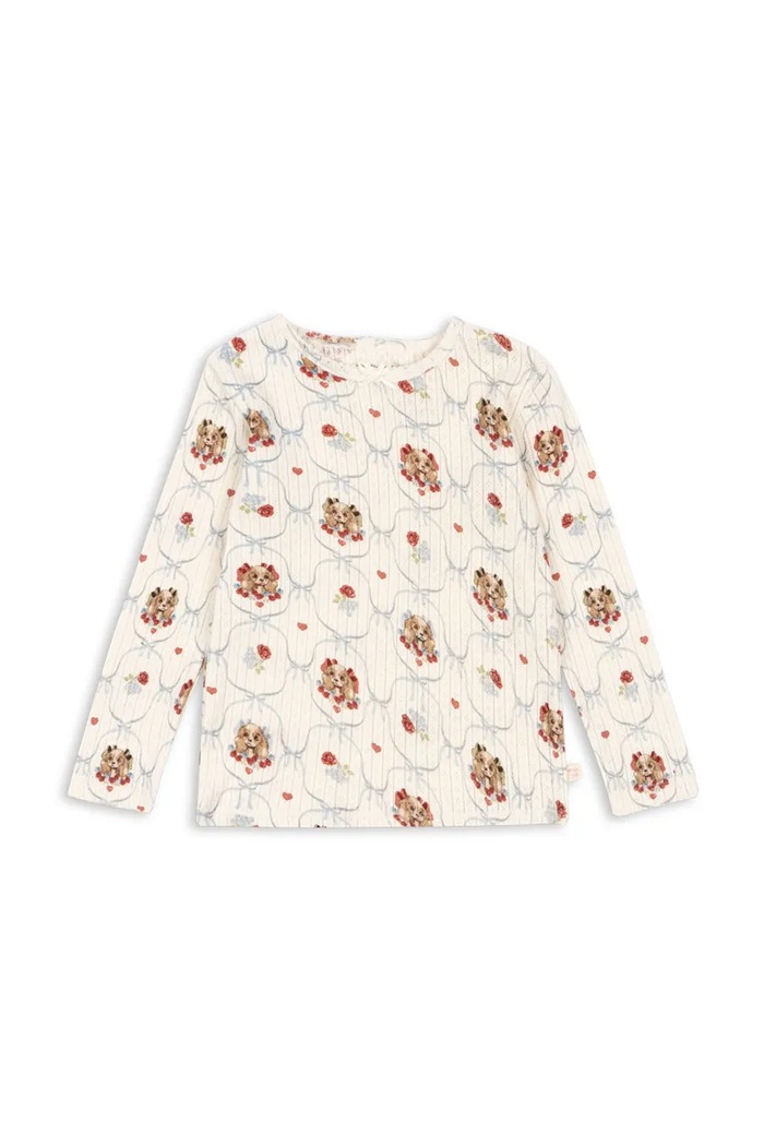 Konges Sløjd longsleeve din bumbac pentru copii MINNIE BLOUSE GOTS print bej KS103915.9BYA