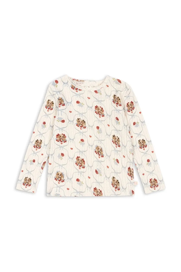 Konges Sløjd longsleeve din bumbac pentru copii MINNIE BLOUSE GOTS print bej KS103915.9BYA
