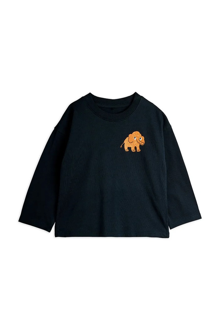 Mini Rodini longsleeve din bumbac pentru copii Mammoth 25720148 negru AW25