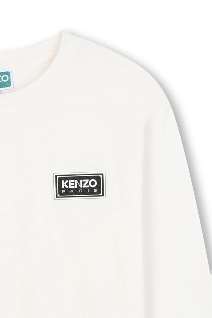Chlapec Detská bavlnená košeľa s dlhým rukávom Kenzo Kids K61496.114.150 biela