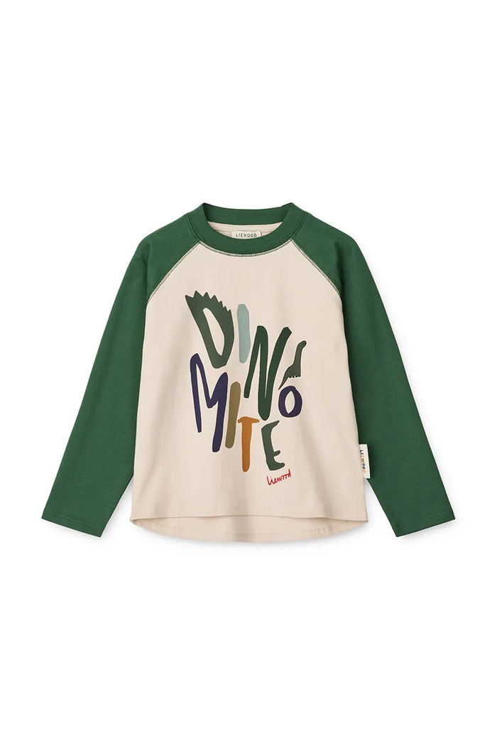 Liewood longsleeve bawełniany dziecięcy Ellington Placement T-shirt LW20083.9BYA beżowy AW25