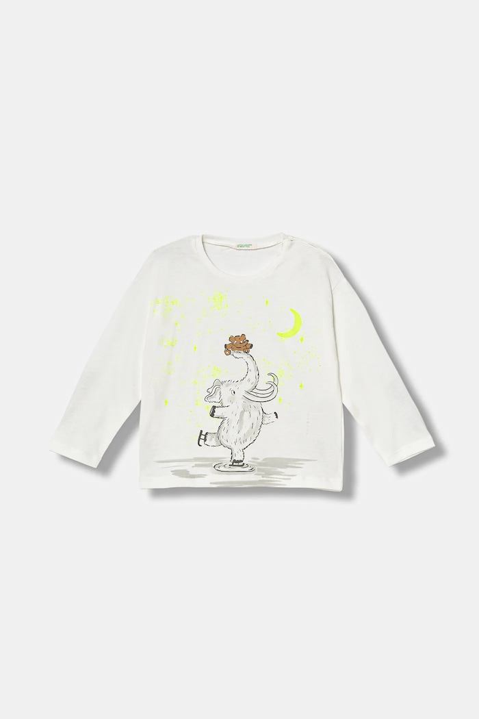 United Colors of Benetton longsleeve bawełniany niemowlęcy nadruk biały 3ATNA106R.W.Seasonal