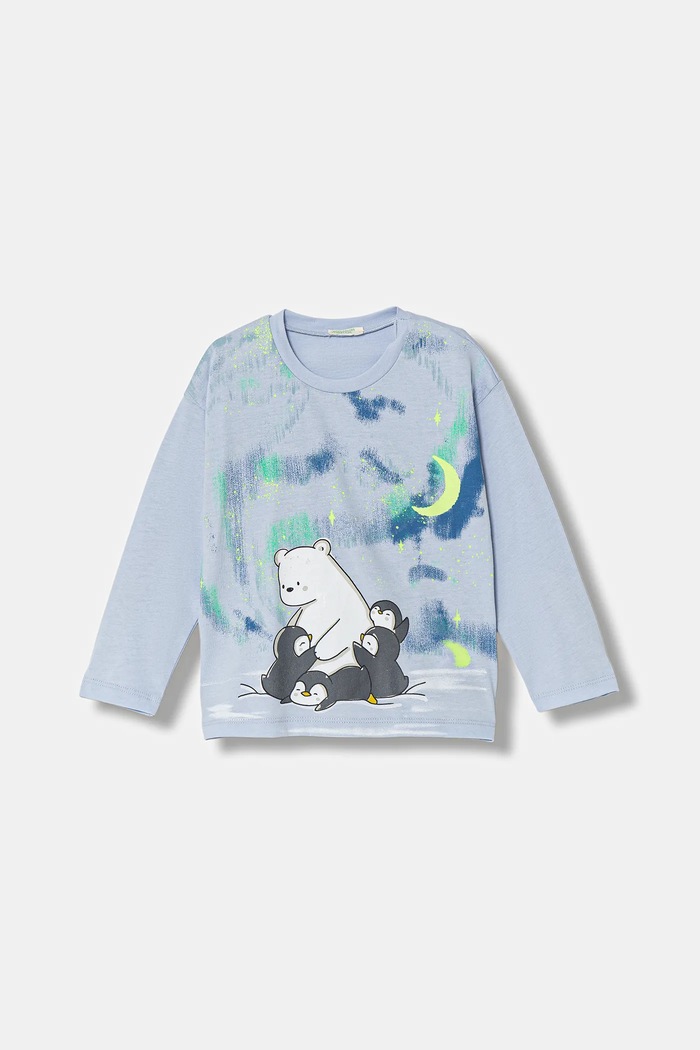 Detské bavlnené tričko s dlhým rukávom United Colors of Benetton bavlna modrá 3ATNA106R.W.Seasonal
