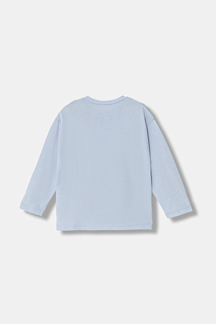 Detské bavlnené tričko s dlhým rukávom United Colors of Benetton 3ATNA106R.W.Seasonal modrá AW25