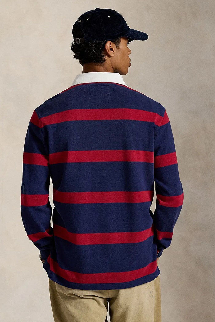 Pamučna polo majica Polo Ralph Lauren Lsrugbym2 Long Sleeve 710972673 mornarsko plava AW25