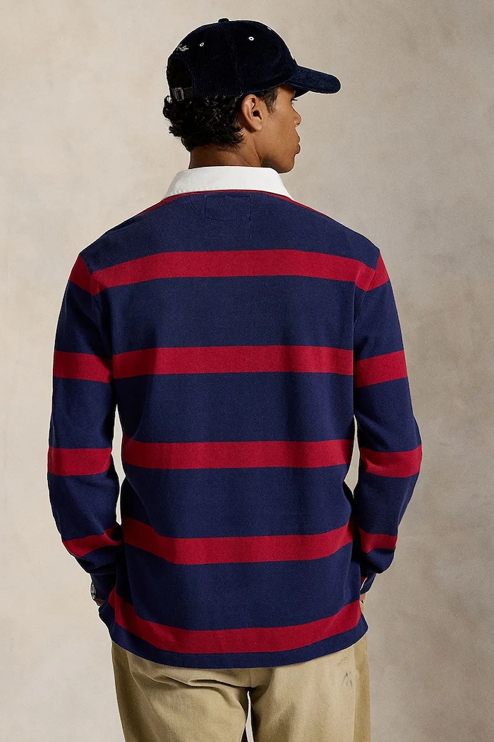 Pamučna polo majica Polo Ralph Lauren Lsrugbym2 Long Sleeve 710972673 mornarsko plava AW25