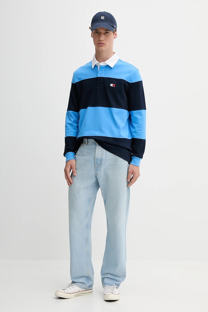 Tommy Jeans pamut hosszúujjú DM0DM21665 kék AW25
