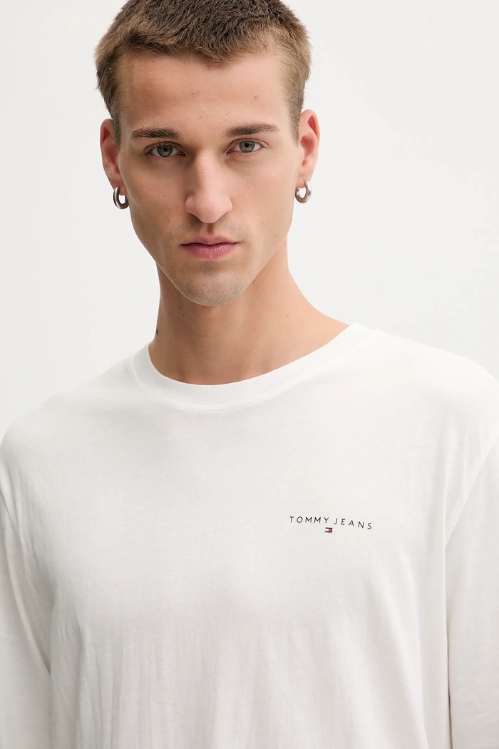 Bavlnené tričko s dlhým rukávom Tommy Jeans béžová DM0DM21594