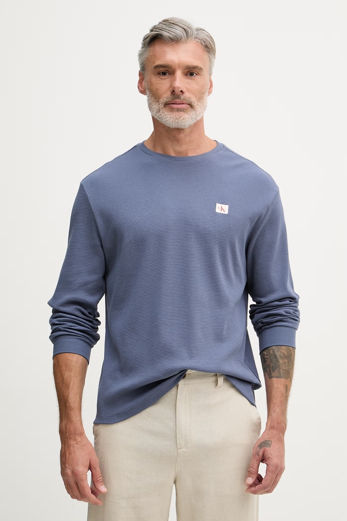 Calvin Klein Jeans longsleeve pentru bărbați, cu bumbac albastru LV040EM217