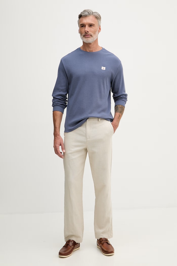 Calvin Klein Jeans longsleeve pentru bărbați, cu bumbac LV040EM217 albastru SS26