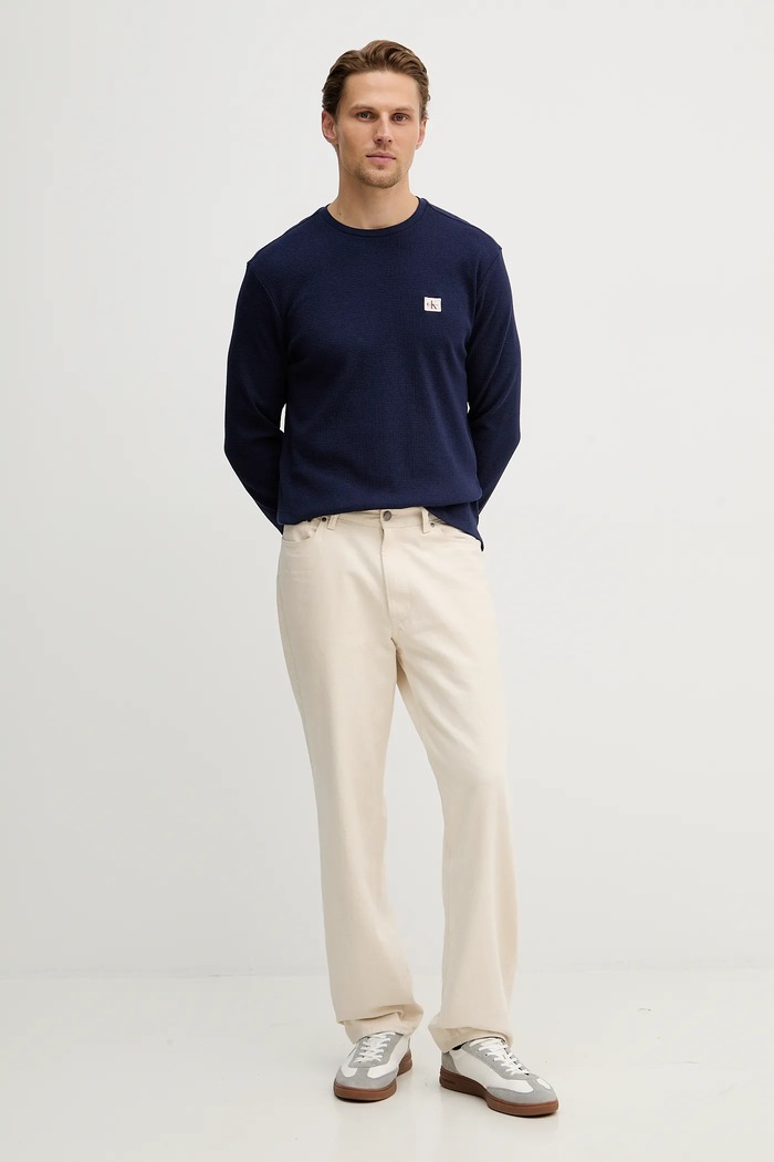 Calvin Klein Jeans hosszúujjú férfi pamuttal LV040EM217 sötétkék SS26